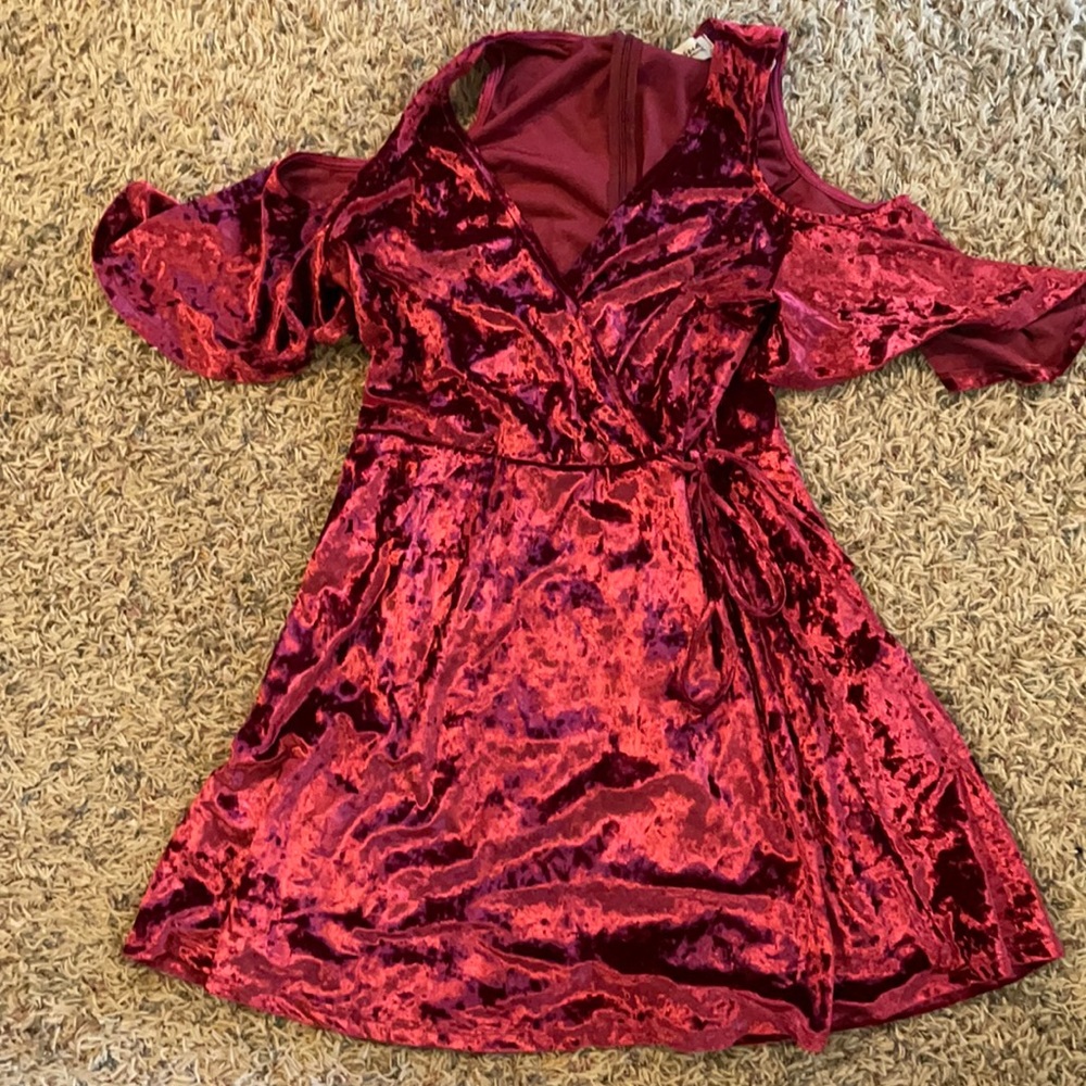 Cold shoulder wrap dress